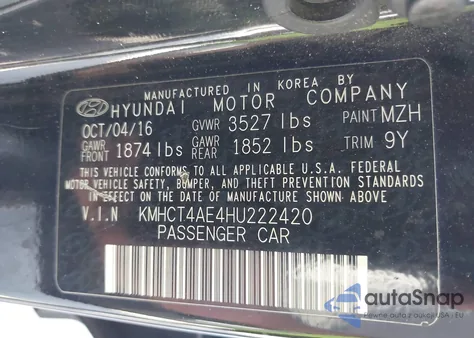2017 Hyundai Accent Se z USA, uszkodzony, nr VIN KMHCT4AE4HU222420